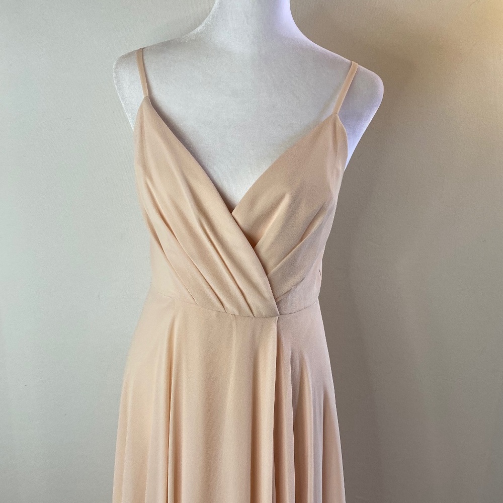 Full length blush colored chiffon formal gown, Small